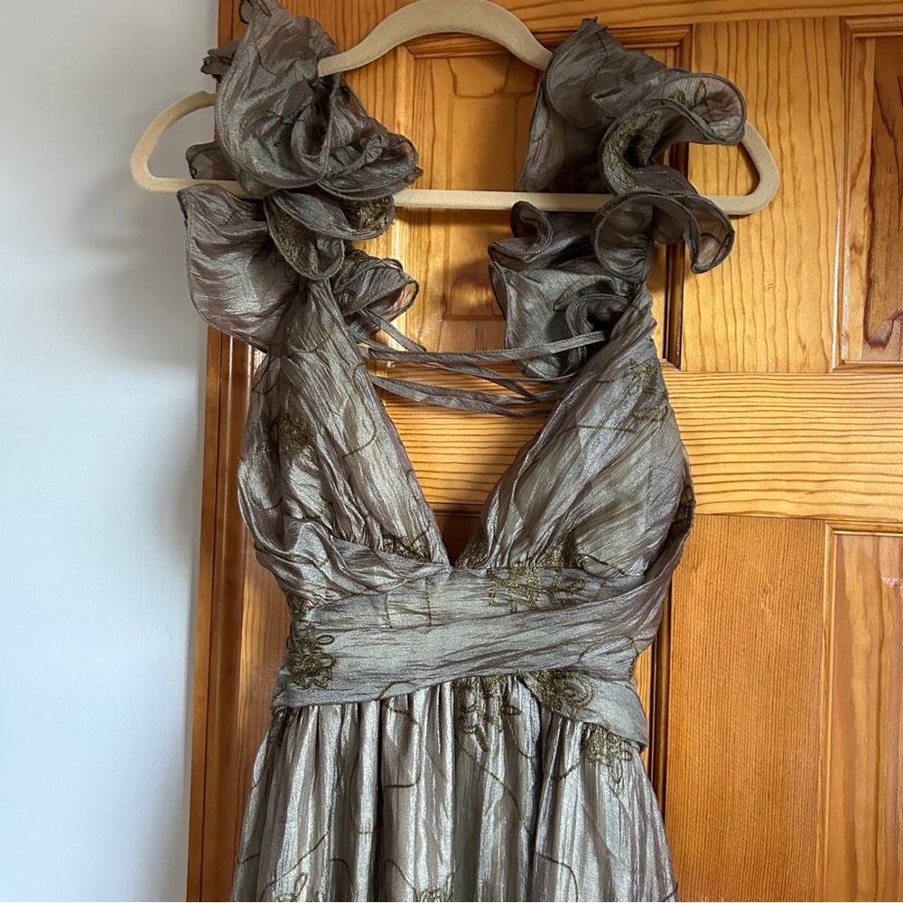 Storia Metallic Olive Gown